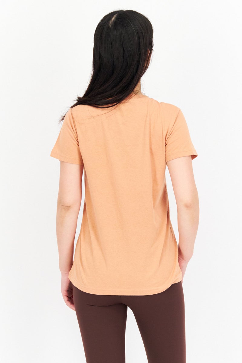 LEE Women Round Neck Short Sleeve Brand Logo T-Shirt, Sandy Peach - Image 3